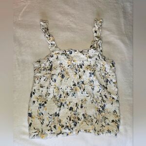 Abercrombie & Fitch Cropped Tank Top Smocked Texture Womens S White & Multicolor